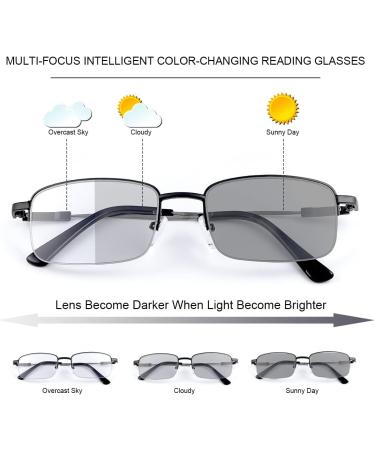 Devirld Photochromic Progressive Multifocus Reading Glasses - UV400 Protection Blue Light Blocking Glare-Free Transition Glasses for Men & Women - Black 3.0x - Buy Online on GoSupps.com
