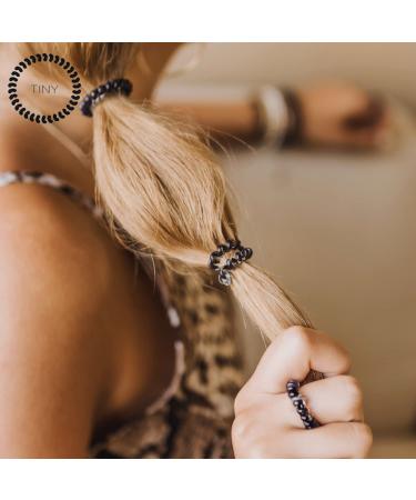 TELETIES Tiny Spiral Hair Coils - Ponytail Holder Hair Ties for Women - Strong Grip, No Rip, Water Resistant - Tiny 5 Pack, Jet Black - Buy Online on GoSupps.com