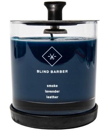 Blind Barber Tompkins Scented Candle - Long Lasting Soy Wax Man Candle in Barber Style Glass Jar with Notes of Leather Smoke & Lavender - 40 Hour Burn Time (6.2 Ounce)