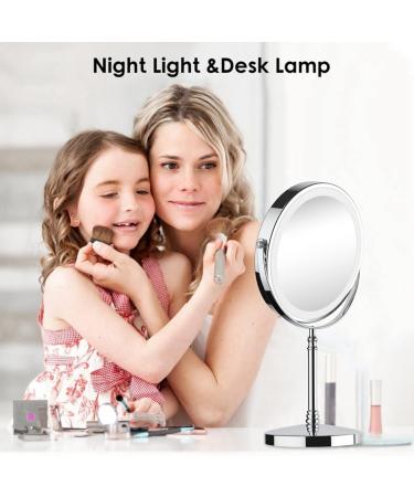 jumbans 1Set 10X LED Mirror Rechargeable Make Up Mirror Magnification Cosmetic Mirror 2 Side Brightness with 3 Colors C - Buy Online on GoSupps.com