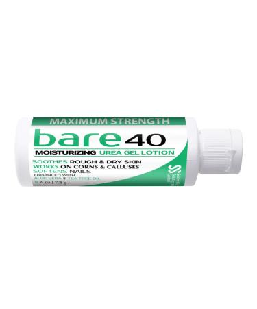 Bare 40, 40% Urea Lotion, 4 oz, Callus Remover and Moisturizer for Cracked Dry Heels, Re-hydrates Thick, Rough, Dead, Itchy Dry Skin, For Smooth Feet, Elbows, Soft Hands and Nails