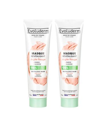 Evoluderm EVOLUDERM - Revitalizing Mask Red Clay - 150ml - 98% Natural Origin - Vegan - Made in France - Pack of 2 x 150ml
