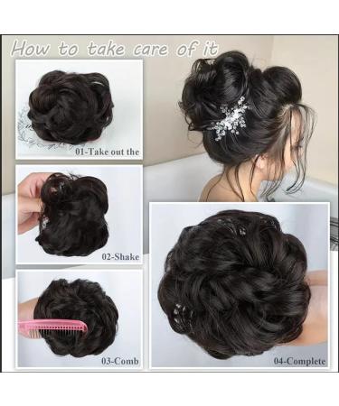 Messy Bun Hair Extensions - Rubber Band Hair Part Large Bun Tie Synthetic Ponytail | Light Brown & Gold Blonde - Buy Online on GoSupps.com