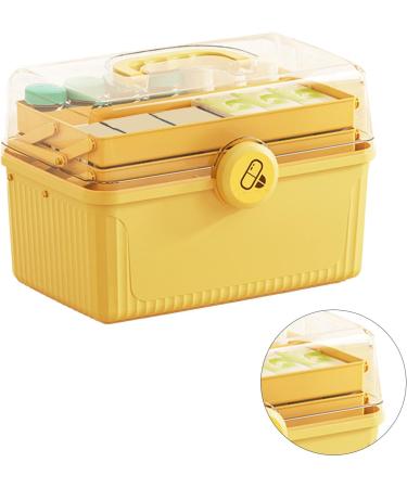 Large Capacity Shockproof Medicine Storage Box - 3 Layers Portable & Waterproof for Home & Outdoor Use | Lemon Yellow - Buy Online on GoSupps.com