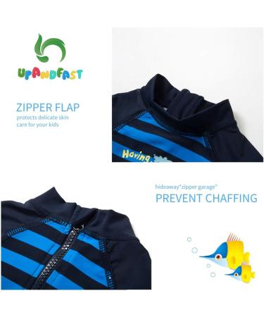 UPF 50+ Baby Boy Swimwear Set with Sun Hat | Infant One Piece Zip Swimsuit for Sun Protection | Navy, 6-9 Months - Buy Online on GoSupps.com