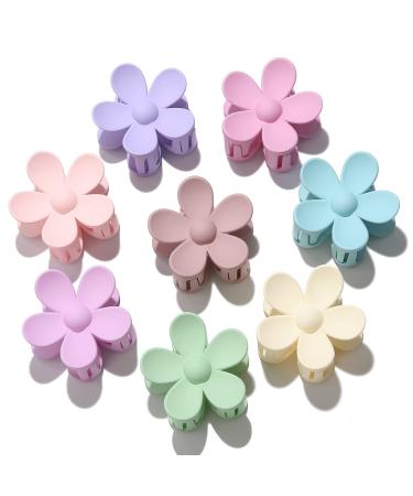 8 PCS Flower Claw Clips  Flower Hair Clips for Women & Girls  Strong Hold Hair Clips for Thick Long Hair  No Slip Summer Cute Claw Clips  Big Hair Claw Clips Durable  Floral Hair Accessories with Morandi Color