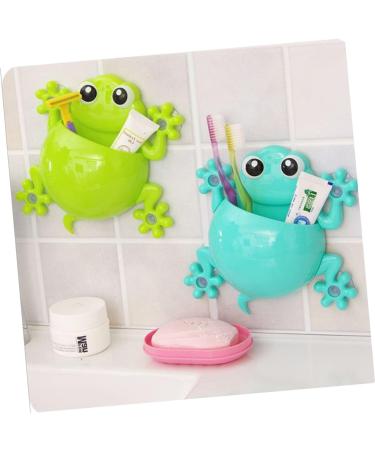 Alipis 2-Pack Wall-Mounted Toothbrush Holder & Toothpaste Organizer - Kids Shower Rack in Light Green - Buy Online on GoSupps.com