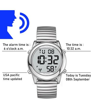Hearkent Atomic Digital Talking Watch for Seniors | Large Numbers Loud & Clear | Automatic Time Correction | English Speaking | Ideal Gift for Men - Buy Online on GoSupps.com