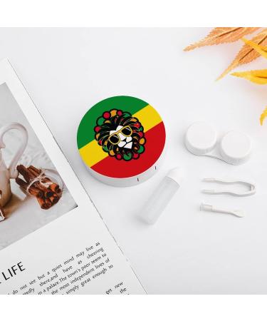 Jamaica Rasta Lion Round Case For Contact Lens Kit Storage Box with Mirror Printed - Buy Online on GoSupps.com