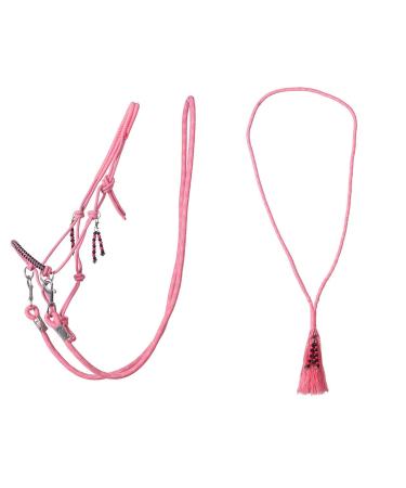 ARBO-INOX Knotted Halter Reins Neck Ring Combo Set Knotted Halter Set (Shetty Flamingo-Pink) Shetty Flamingo-Pink