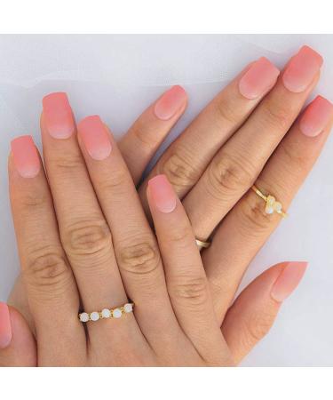 Sethexy matt short false nails pink fake nail square chic 24st acrylic art press on the nail tips for women and girls