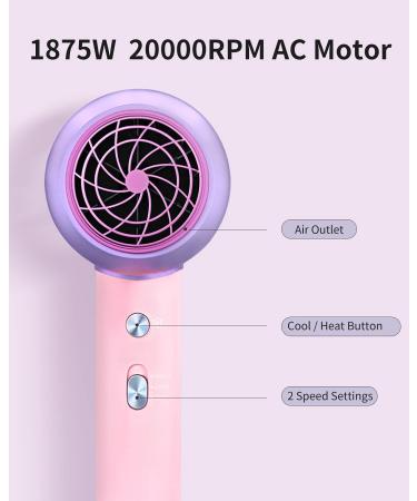 7MAGIC Ionic Hair Dryer 1875W - Fast Drying, Negative Ion Technology, Travel-Friendly, Pink - Buy Online on GoSupps.com