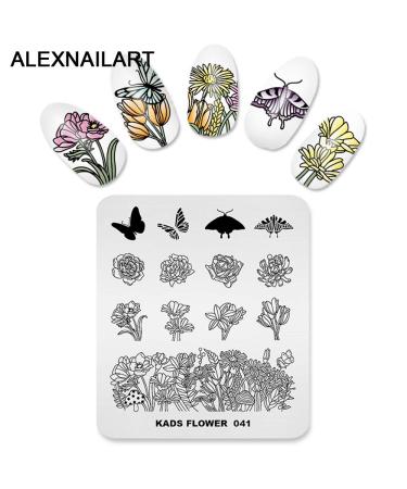 Nail Stamping Plate 4 Set - Butterfly Floral & Ocean Wave Designs for DIY Nail Art - Perfect for Manicure & Decoration - Buy Online on GoSupps.com