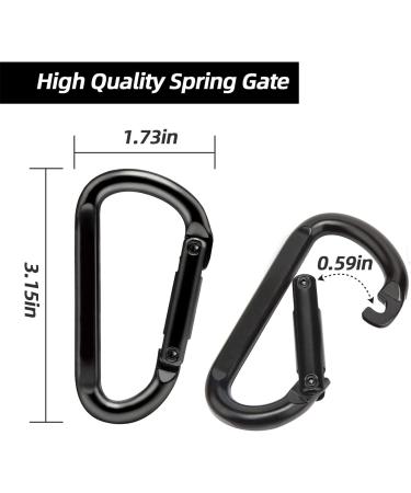 Caribeener Carabiner Clip 860lbs 3 Iron Heavy Duty D Shape Buckle - 2 PCS Black for Camping, Hiking, Dog Leash, Yoga Swing - Buy Online on GoSupps.com