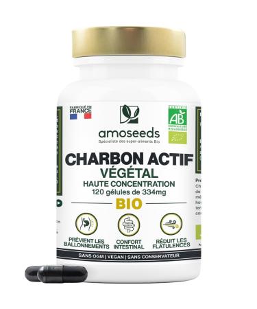 Charbon Actif V g tal BIO | Haute Concentration 2000mg / Jour | 120 g lules de 334mg | Ballonnements Flatulences | Qualit Sup rieure Fran ais