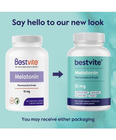 BESTVITE Melatonin 10 mg - 360 Veg Caps - No Stearates - No Sucralose No Dextrose No Silicon Dioxide No Mannitol - Vegan - Non-GMO - Gluten-Free - Sleep Aid to Support Rest & Wake Cycles 360 Count (Pack of 1) - Buy Online on GoSupps.com