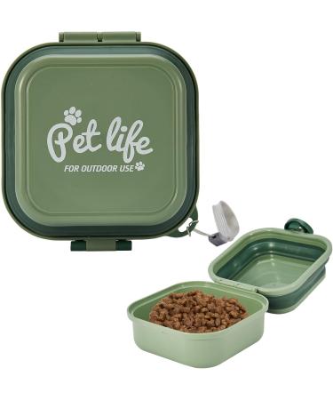 Portable Collapsible Dog Bowl with Lid & Carabiner - 800ml Foldable Pet Bowl for Travel & Home (Green) | Ideal for Dogs & Cats - Buy Online on GoSupps.com