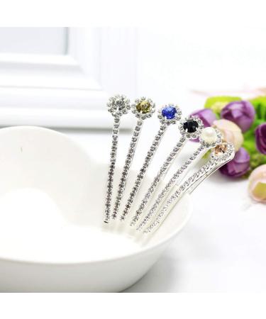Lurrose 6Pcs Rhinestone Hair Clips Set - Diamond Bobby Pins for Rhinestone Bangs (White Blue Black Champagne Crystal Yellow Pearl) - Stylish Hair Accessories - Buy Online on GoSupps.com