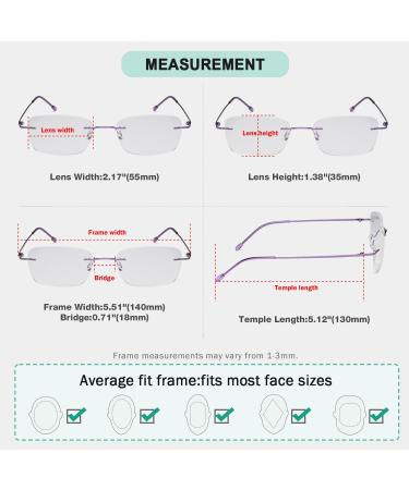 Eyekepper Women's Frameless Reading Glasses - Lightweight Rimless Readers +0.50 - Stylish Purple Design - Buy Online on GoSupps.com