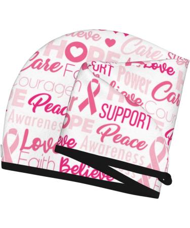 Hair Towel Wrap - Quick Drying Towel Turban with Button | Breast Cancer Pink Ribbons Awareness - Buy Online on GoSupps.com