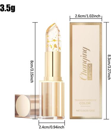 Color-Changing Lipstick for Women | 3.5g Glossy Tinted Plumping Lip Balm Non-Greasy Moisturizing Lip Balm with Gold Leaf for Women Makeup Beauty Skincare Dry Skin Winter Night Date - Buy Online on GoSupps.com