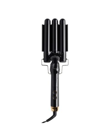 Tru Beauty Foldable 3 Barrel Curling Iron  LED Display, Tangle-Free Cord  Quick Heat, Automatic Curling Iron  Black  Hair Styling Tool for All Hair Types