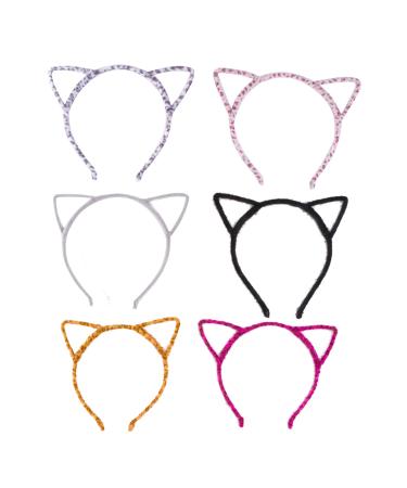 Frcolor Cat Ear Headband Hairband for Party and Daily Decoration Pack 6 Random Color