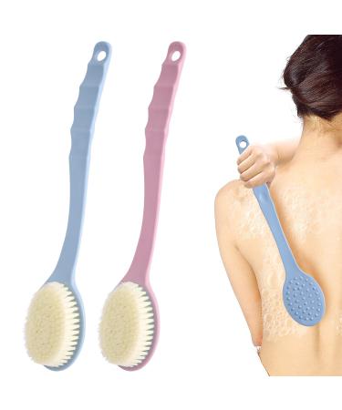 zxbaers 2PCS Shower Brush with Long Handle  Soft Non-Slip Bath Brushes  Back Scrubber for Shower Suitable for Men and Women