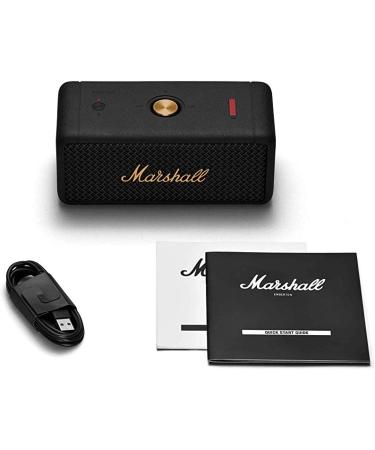Marshall Emberton Bluetooth Portable Speaker in Black & Brass - Premium Sound Quality - Buy Online on GoSupps.com