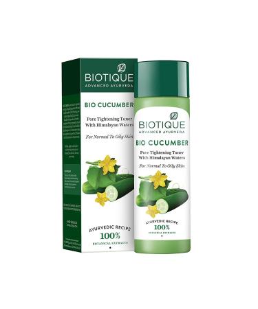 Biotique Bio Cucumber Pore Tightening Toner with Himalayan Waters for Normal to Oily Skin -120 ML/ 4.06Fl.Oz. I Help from Harmful Effects of Sun I Berberis aristata Cucumis sativus