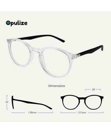 Opulize Blue Light Blocking Glasses 2 Pack - Slim Round Frame with Spring Hinges for Men & Women - Improve Sleep & Gaming - Clear Front with Black Arms (BB60-C +0.00 Diopter) - Buy Online on GoSupps.com