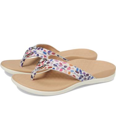 Vionic Women's Rest Aloe Toe Post Sandal - White Multi Leather, Medium Width, Sizes 5-12 - Buy Online on GoSupps.com