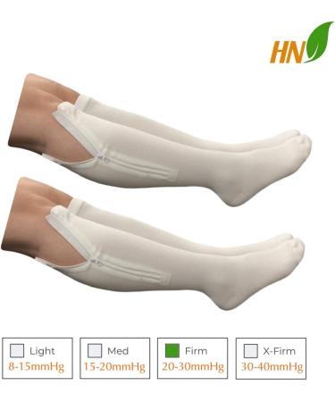 2 Set Closed Toe 20-30 mmHg Zipper Compression Leg Socks - Navy & White L/XL (2 Pairs) | Best International Shipping - Buy Online on GoSupps.com