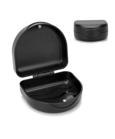 Dnom dinner forersal box prosthetic dose with magnetic closure bite can for bite rail jamming box for storing braces (black)