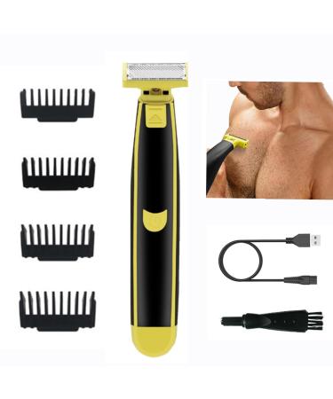 Men's Electric Shaver Dual Blade Wet & Dry Razor Full Body Washable USB Rechargeable 4 Precision Trimmer Heads for Beard Facial Body Grooming Great for Gift (1PC)-Model #4 Black