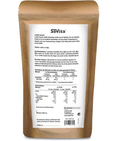 Sovita Lecithin Granules | Natural Soy Phospholipid for Cell Health & Energy | International Shipping Available - Buy Online on GoSupps.com