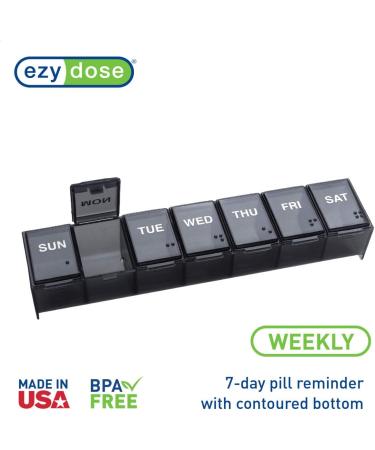 Ezy Dose Weekly Pill Organizer & Vitamin Case - 7-Day Medicine Box with Medium Compartments, Black - Made in USA - Buy Online on GoSupps.com