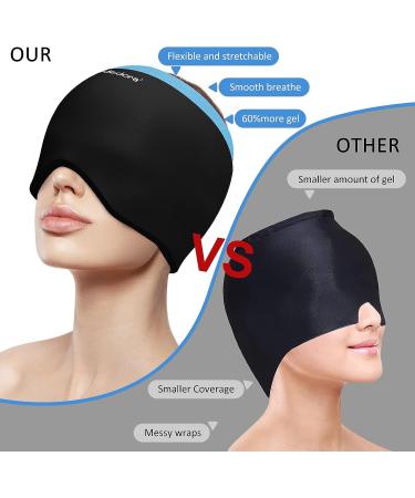 Migraine Ice Head Wrap - Headache Relief Hat for Migraine - Wearable Cap for Puffy Eyes, Sinus & Stress Relief - Hot and Cold Therapy - Blue-Black - Buy Online on GoSupps.com