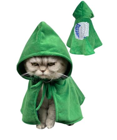 Scout Regiment Cloak Dog Cat Survey Corps Robe Cape Hoodie Anime Pet Outfit One Size Green