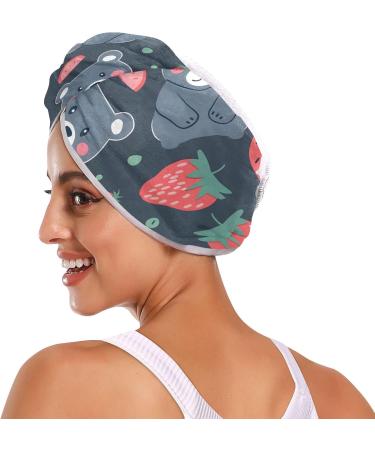 Grey Bear & Strawberry Hair Towel 2 Pack | Super Absorbent Quick Dry Hair Turbans for Women & Girls - Buy Online on GoSupps.com