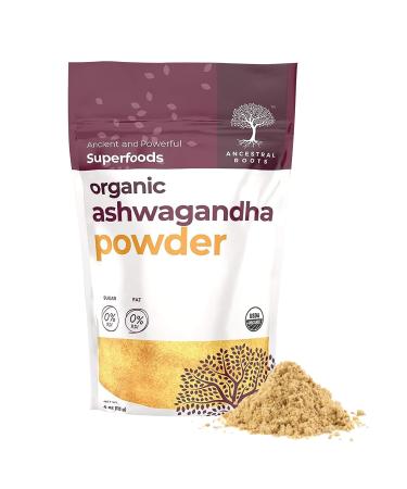 OMG! Organic Meets Good Ancestral Roots Ashwagandha Root Powder 4 Ounces - Nature Made Ashwagandha 4g per Serving Vegan