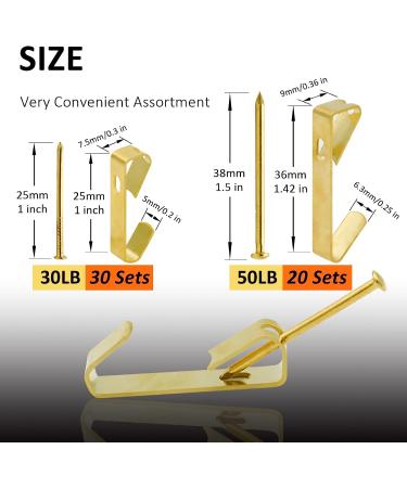 Picture Hooks  100 Pieces Picture Hanging Kits Including 30lb and 50lb Picture Hanging Hooks  2 Sizes Professional Picture Hangers with Nails for Drywall Wooden Wall Gold - Buy Online on GoSupps.com