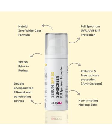 Shop Sunscreen Serum SPF 50 PA++++ | Broad Spectrum Protection | Lightweight & Non-Greasy | Dewy Finish for All Skin Types - 30ml - Buy Online on GoSupps.com