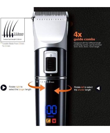 Professional Cordless Hair Clippers & Beard Trimmer Kit - Rechargeable with LED Display Charging Dock & 4 Guide Combs for Men & Family - Buy Online on GoSupps.com
