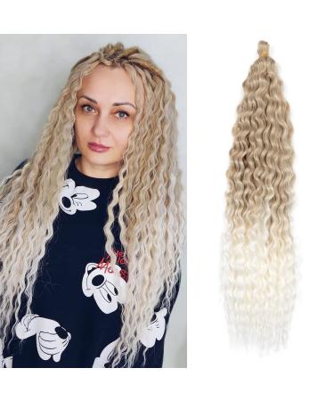 Deep Twist Crochet Hair Waterwell Twist Hair bundle Synthetic curly braided hairstyle hair extension ombre kinky curl braided hair part 22 inch 3 packs 22inch 24/60#