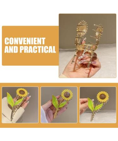 Healeved Sunflower Hair Claw Clip Non-Slip Hair Styling Claw Clips Flower Shaped Claw Clips for Women Girls Thin and Thick Hair - Buy Online on GoSupps.com