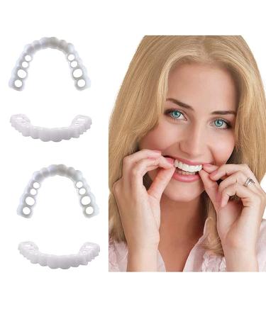YTXY 2 pair of prostheses cosmetic teeth instant veneers dental silicone tooth whitening temporary prosthesis teeth at the bottom wrong teeth denture dentures braces cover (size: 2 pairs))