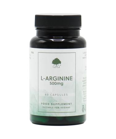L-Arginine Capsules | 500mg L-Arginine per Capsule | Free Form Amino Acid | 60 Vegan Capsules | G&G Vitamins