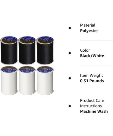 6 Pack Bundle - Coats & Clark Dual Duty All-Purpose Thread - 3 Black + 3 White - 400 Yards Spools - Polyester - Buy Online on GoSupps.com