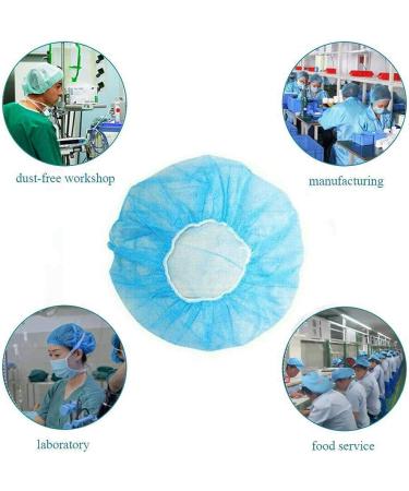 100 Pack Blue Disposable Hair Net Caps - Anti Dust Bouffant Cap for Cleaning and Hair Protection - Buy Online on GoSupps.com